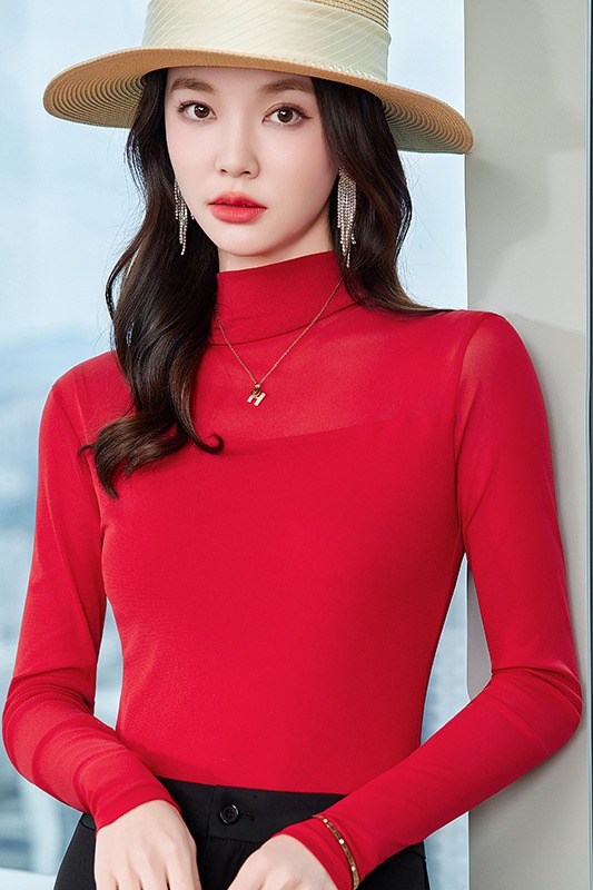 Slimming and slimming inner layer bottom shirt for women in the autumn of 2025, new design with a niche temperament, casual high neck top Slimming and slimming inner layer bottom shirt for women in the autumn of 2025, new design with a niche temperament, casual high neck top