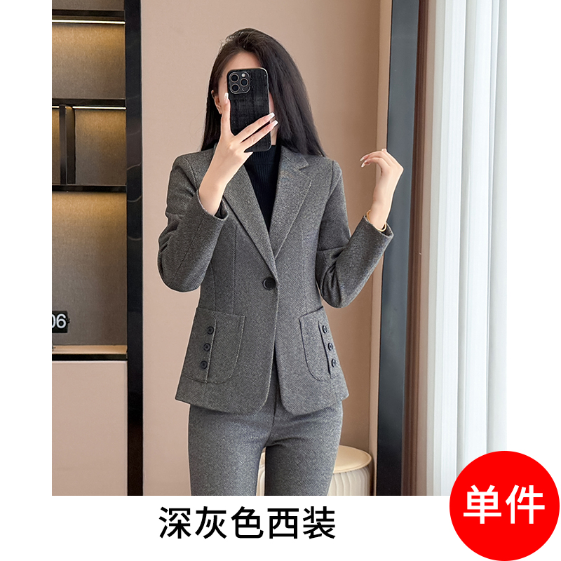 Woolen suit set for women in autumn and winter of 2025, new style, simple and capable, slim fit and slimming temperament, commuting long sleeved suit Woolen suit set for women in autumn and winter of 2025, new style, simple and capable, slim fit and slimming temperament, commuting long sleeved suit