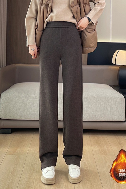 2025 women's autumn and winter with plush and thick elastic pants, simple and capable temperament, casual and versatile, warm and casual pants 2025 women's autumn and winter with plush and thick elastic pants, simple and capable temperament, casual and versatile, warm and casual pants