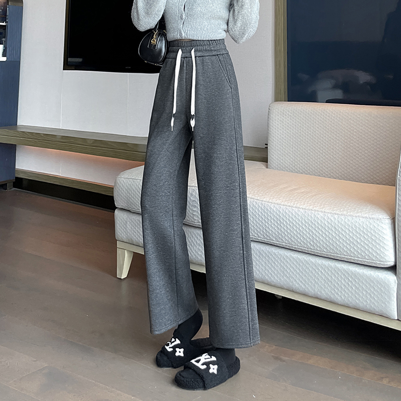 Short eight inch wide leg pants for women in autumn and winter 2025, new casual and versatile OL commuting simple and plush casual pants Short eight inch wide leg pants for women in autumn and winter 2025, new casual and versatile OL commuting simple and plush casual pants