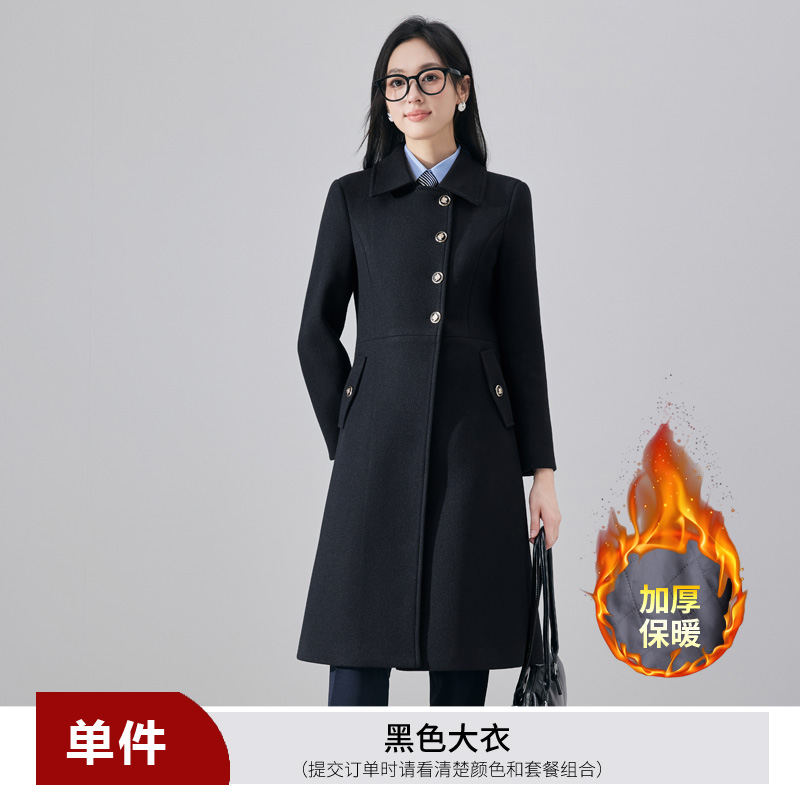 Autumn and winter thick single breasted gray woolen coat for women 2024 new style temperament goddess style professional long sleeved coat Autumn and winter thick single breasted gray woolen coat for women 2024 new style temperament goddess style professional long sleeved coat