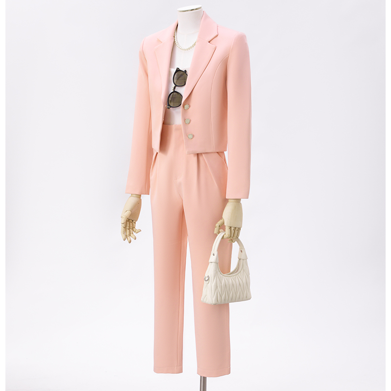 Small single breasted short suit jacket for women in autumn, simple and capable temperament, goddess style suit set