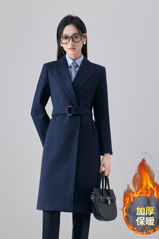Thickened woolen coat for women in autumn and winter, with a high-end feel and slim fit, exuding a goddess like aura for commuting and professional long sleeved coats Thickened woolen coat for women in autumn and winter, with a high-end feel and slim fit, exuding a goddess like aura for commuting and professional long sleeved coats