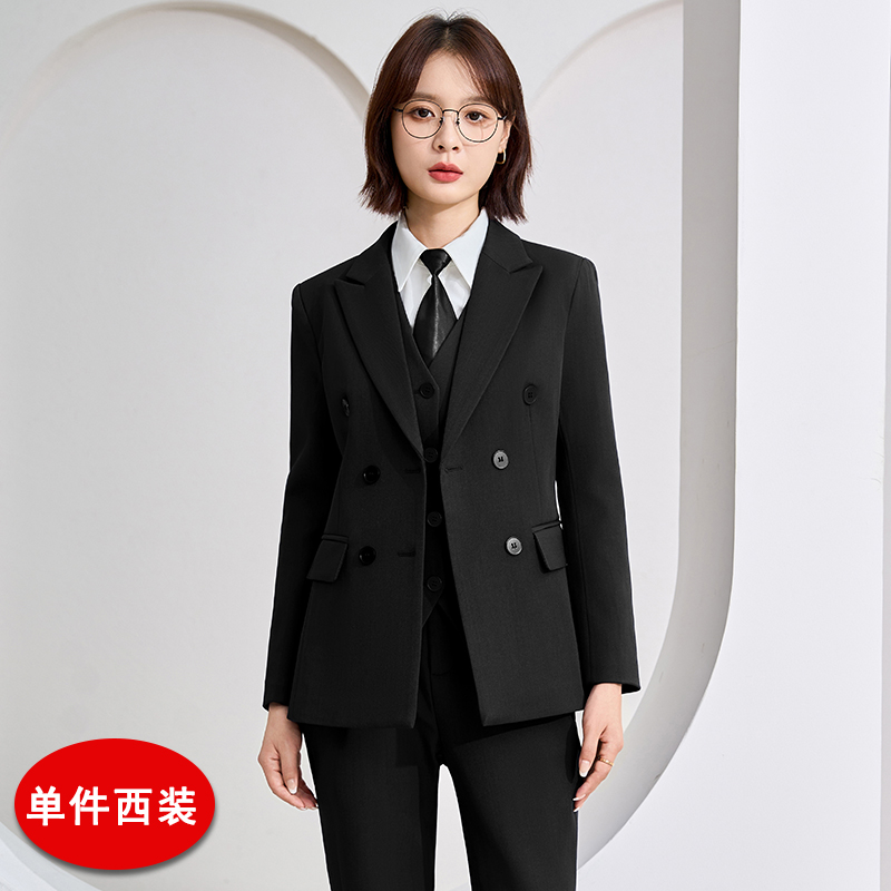 Thin black suit, vest pants, three piece set, professional women's clothing, 2025 autumn slim fit temperament, commuting work clothes Thin black suit, vest pants, three piece set, professional women's clothing, 2025 autumn slim fit temperament, commuting work clothes
