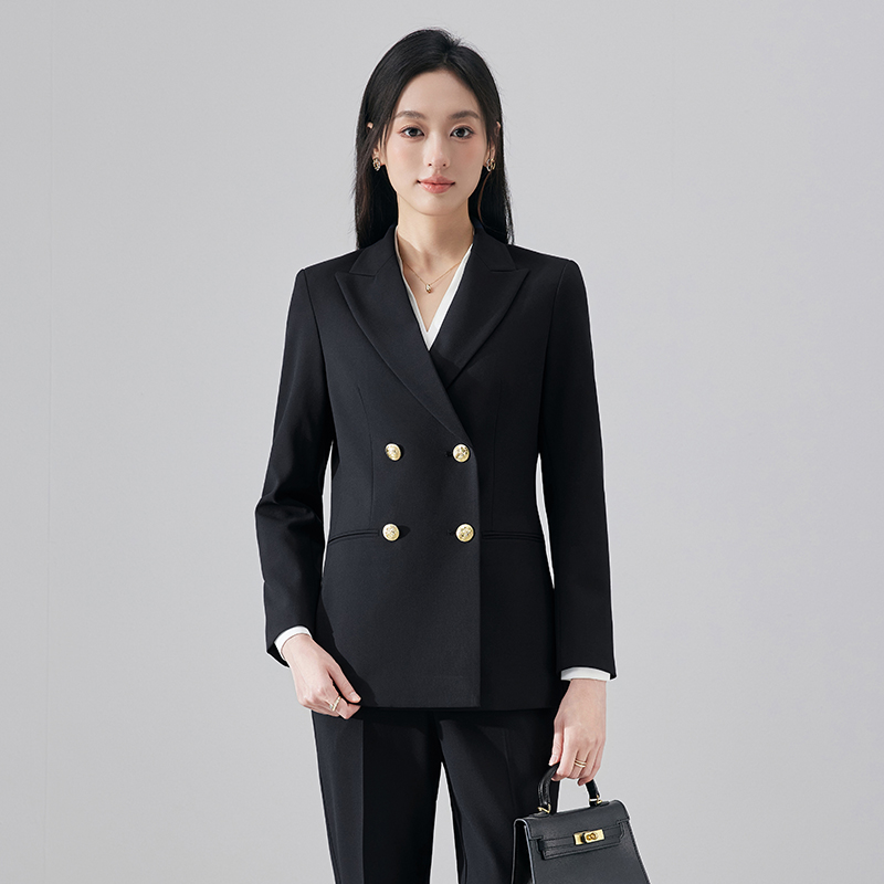 High end professional women's double breasted suit set for autumn and winter 2025, simple and capable temperament, goddess style commuting suit High end professional women's double breasted suit set for autumn and winter 2025, simple and capable temperament, goddess style commuting suit