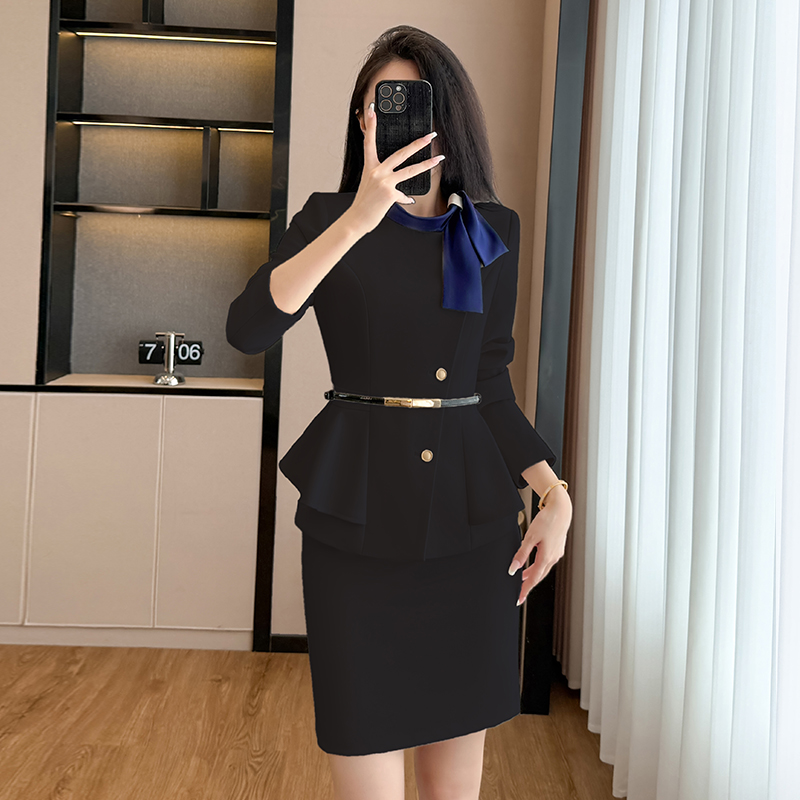 Hotel front desk receptionist professional formal suit set for women 2025 autumn new style slim fit and slimming work clothes Hotel front desk receptionist professional formal suit set for women 2025 autumn new style slim fit and slimming work clothes