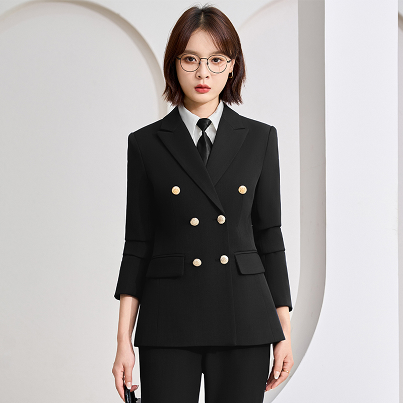 Commuting formal suit in navy blue, women's 2025 autumn new style slim fit and high-end double breasted suit Commuting formal suit in navy blue, women's 2025 autumn new style slim fit and high-end double breasted suit