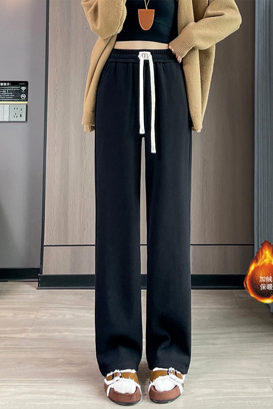 2025 Velvet Thickened Warm Sports and Leisure Pants for Women's Winter Fashion, Simplicity, and Versatile Wide Leg Commuters 2025 Velvet Thickened Warm Sports and Leisure Pants for Women's Winter Fashion, Simplicity, and Versatile Wide Leg Commuters