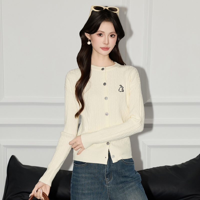 2025 slim fit single breasted sweater for women's autumn and winter new design sense, niche temperament, casual versatile long sleeved top 2025 slim fit single breasted sweater for women's autumn and winter new design sense, niche temperament, casual versatile long sleeved top