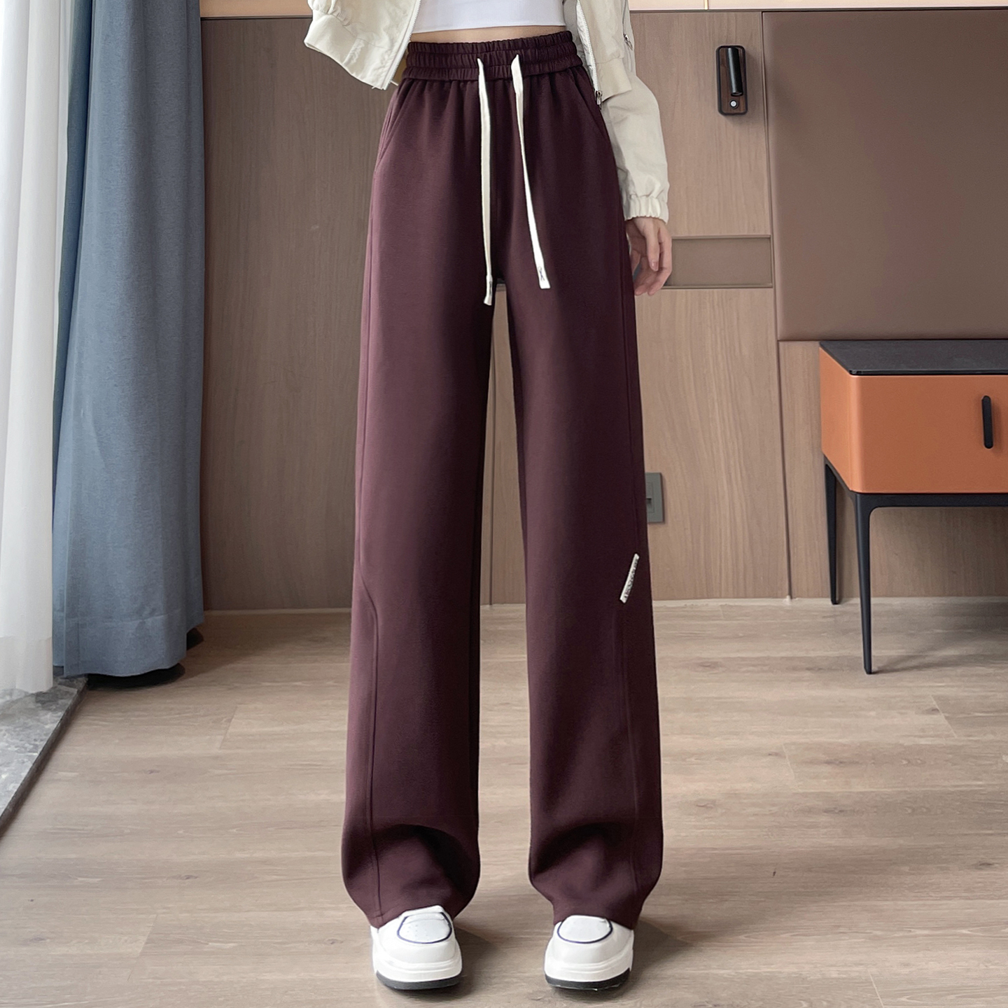2025 casual versatile wide leg pants for women's early autumn new design, niche temperament, commuting sports, elastic waisted pants 2025 casual versatile wide leg pants for women's early autumn new design, niche temperament, commuting sports, elastic waisted pants