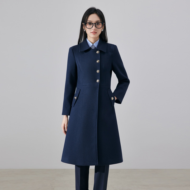 Autumn and winter thick single breasted gray woolen coat for women 2024 new style temperament goddess style professional long sleeved coat Autumn and winter thick single breasted gray woolen coat for women 2024 new style temperament goddess style professional long sleeved coat