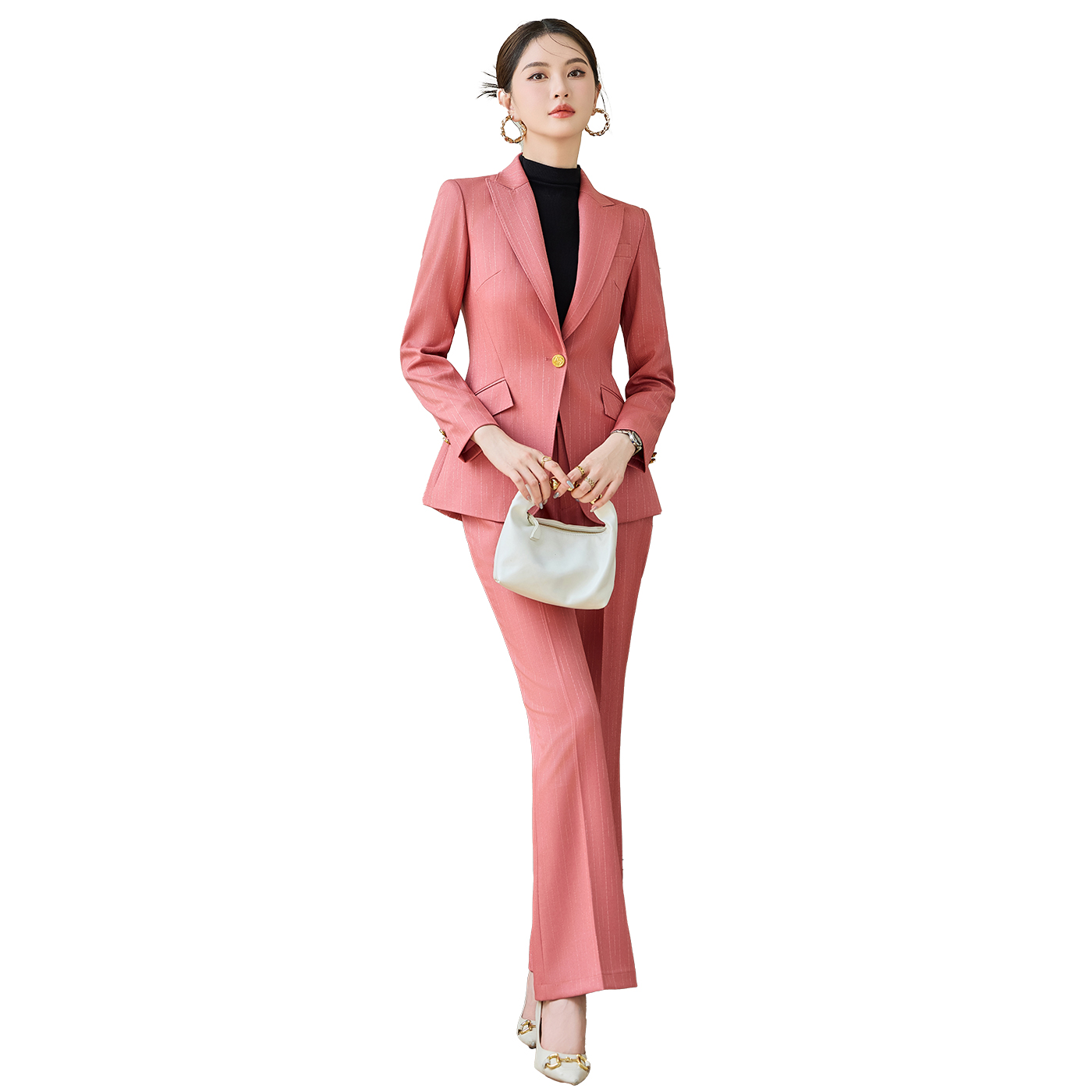 Slimming temperament pink suit for women 2025 early autumn new style simple and efficient commuting versatile long sleeved mini suit Slimming temperament pink suit for women 2025 early autumn new style simple and efficient commuting versatile long sleeved mini suit