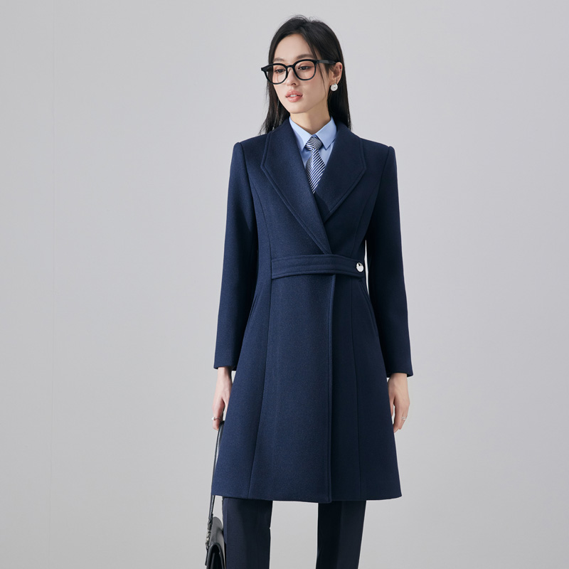 Waist slimming woolen coat for women in autumn and winter 2025, new simple and capable temperament, goddess style medium long coat Waist slimming woolen coat for women in autumn and winter 2025, new simple and capable temperament, goddess style medium long coat