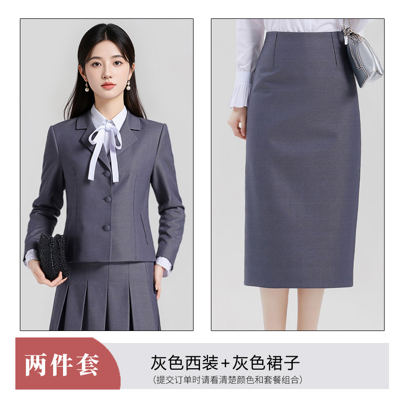Minimalist temperament, grey suit, half skirt set, women's autumn 2025 design sense, niche, versatile, long sleeved, niche Minimalist temperament, grey suit, half skirt set, women's autumn 2025 design sense, niche, versatile, long sleeved, niche