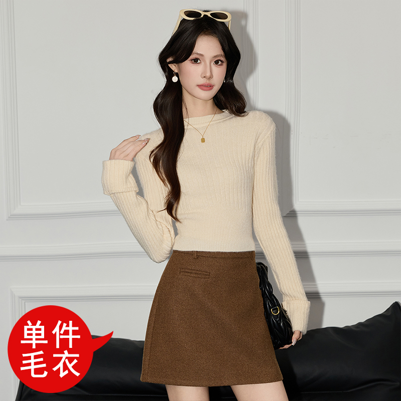 2025 slim fit and slimming sweater for women's autumn and winter new design sense, niche casual versatile short base sweater 2025 slim fit and slimming sweater for women's autumn and winter new design sense, niche casual versatile short base sweater