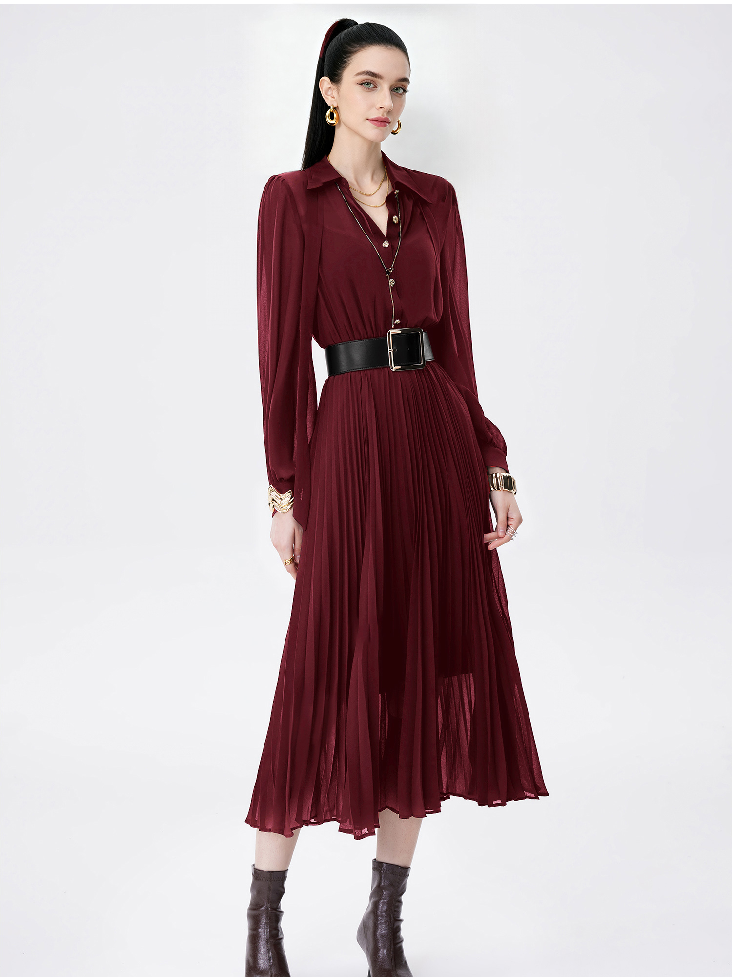 Factory direct sales of Miyake pleated versatile slim fit chiffon dress Factory direct sales of Miyake pleated versatile slim fit chiffon dress