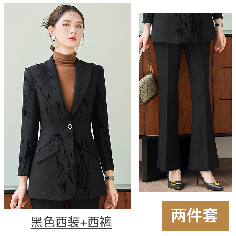 Chinese style printed suit set for women 2025 early autumn new slim fit one button commuting formal work clothes Chinese style printed suit set for women 2025 early autumn new slim fit one button commuting formal work clothes