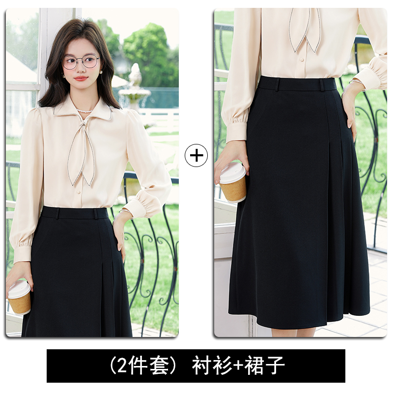 Fashionable Western style bow tie shirt for women 2025 early autumn new style, simple temperament, casual versatile commuting long sleeved shirt Fashionable Western style bow tie shirt for women 2025 early autumn new style, simple temperament, casual versatile commuting long sleeved shirt