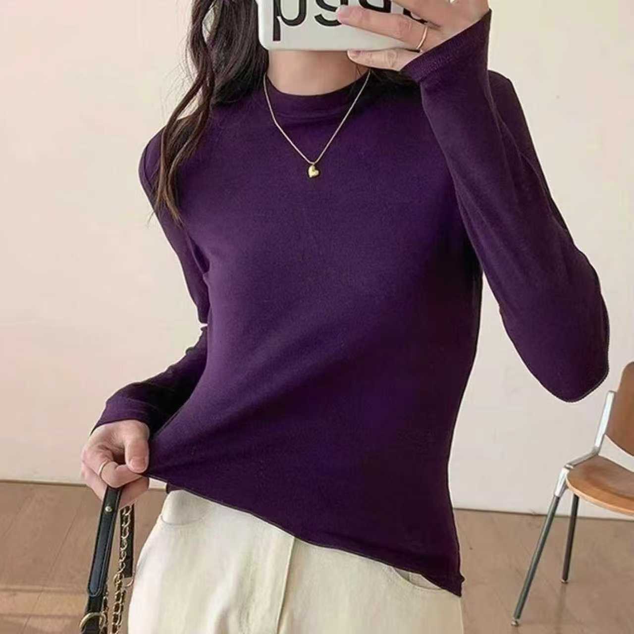 Simple and versatile half high neck base shirt for women in autumn and winter 2025, slim fit and slim fit, short commuting T-shirt Simple and versatile half high neck base shirt for women in autumn and winter 2025, slim fit and slim fit, short commuting T-shirt
