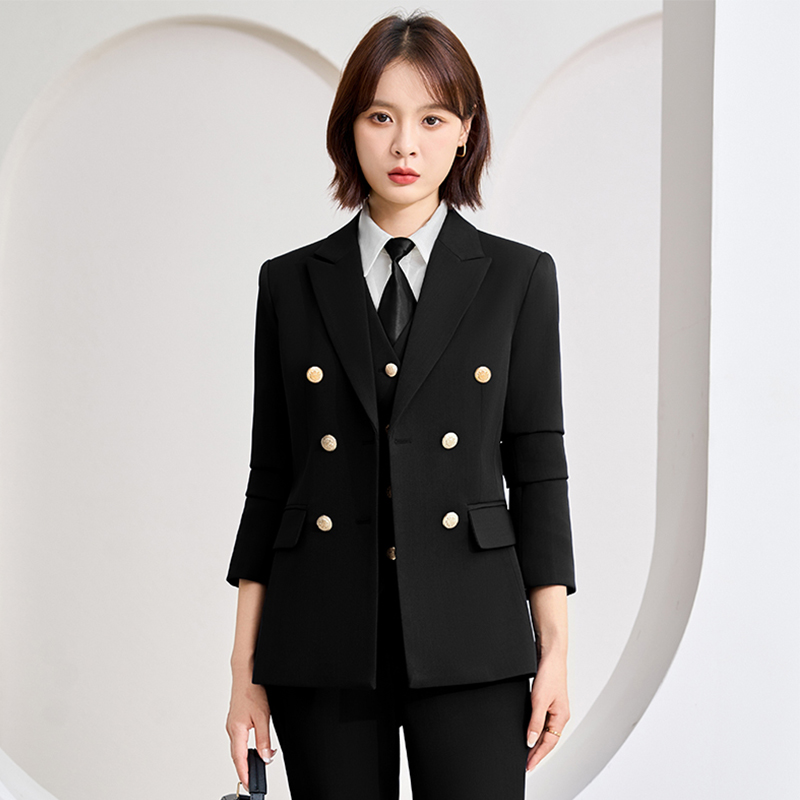 Commuting formal suit in navy blue, women's 2025 autumn new style slim fit and high-end double breasted suit Commuting formal suit in navy blue, women's 2025 autumn new style slim fit and high-end double breasted suit