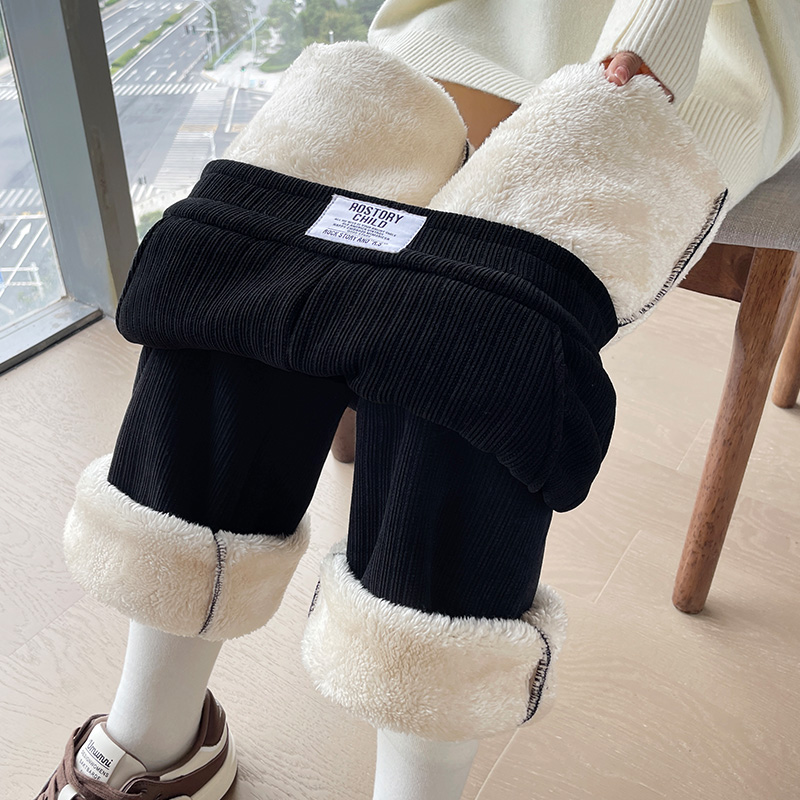 Velvet thickened elastic waist wide leg pants for women in winter 2025, new fashionable and simple temperament, versatile casual pants for commuting Velvet thickened elastic waist wide leg pants for women in winter 2025, new fashionable and simple temperament, versatile casual pants for commuting