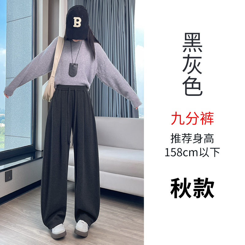 Women's autumn and winter new fashionable, simple and versatile casual wide leg pants with added velvet, thickened insulation and elastic waistband Women's autumn and winter new fashionable, simple and versatile casual wide leg pants with added velvet, thickened insulation and elastic waistband