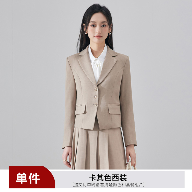 Single breasted suit, half skirt, two-piece set, professional women's clothing, 2025 autumn, simple and capable temperament, high-end suit Single breasted suit, half skirt, two-piece set, professional women's clothing, 2025 autumn, simple and capable temperament, high-end suit