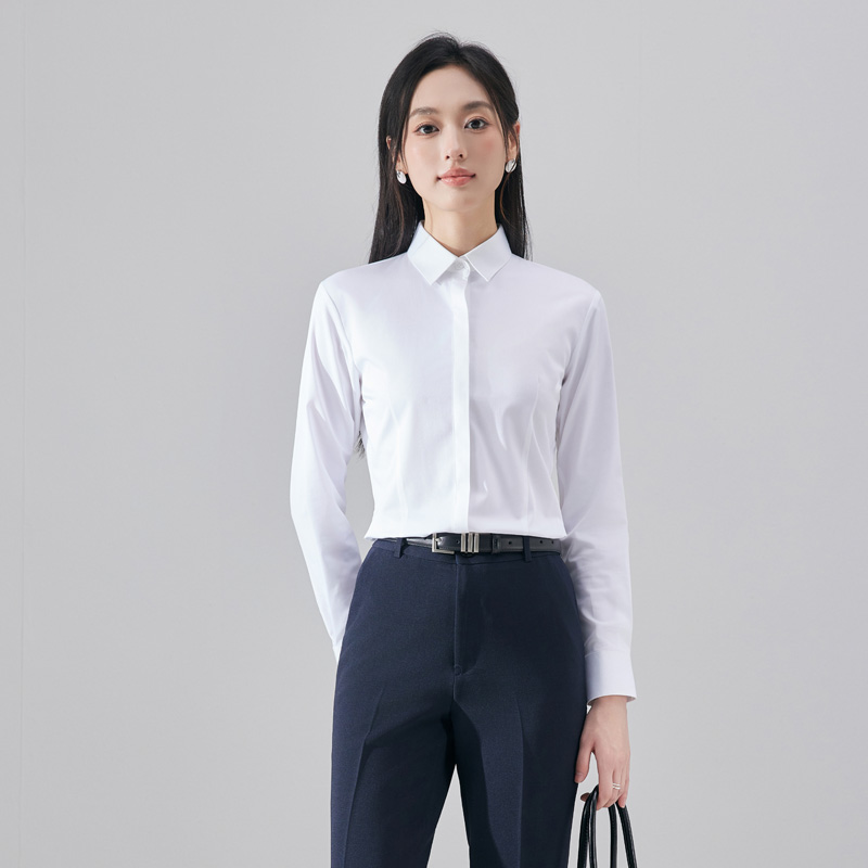 Professional formal attire with a base shirt for women in the autumn of 2025, a new slim fit and versatile long sleeved shirt with a slimming and slimming temperament Professional formal attire with a base shirt for women in the autumn of 2025, a new slim fit and versatile long sleeved shirt with a slimming and slimming temperament
