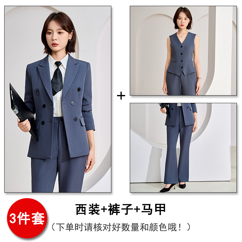 Thin black suit, vest pants, three piece set, professional women's clothing, 2025 autumn slim fit temperament, commuting work clothes Thin black suit, vest pants, three piece set, professional women's clothing, 2025 autumn slim fit temperament, commuting work clothes