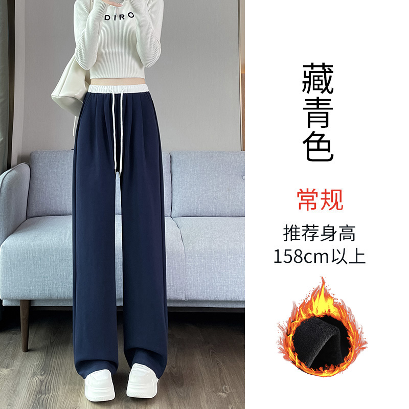 2025 Velvet Thickened Warm Sports Pants for Women's Autumn and Winter Fashion, Simple and Versatile, Elastic Waist, Wide Leg Pants 2025 Velvet Thickened Warm Sports Pants for Women's Autumn and Winter Fashion, Simple and Versatile, Elastic Waist, Wide Leg Pants