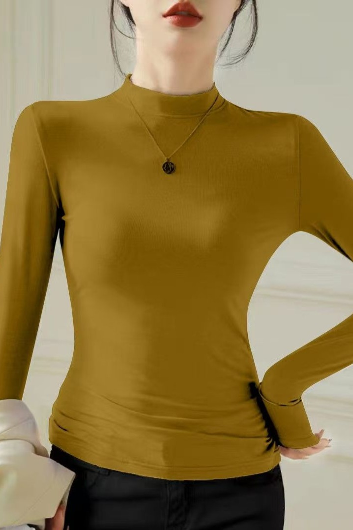 Simple and versatile half high neck base shirt for women in autumn and winter 2025, slim fit and slim fit, short commuting T-shirt Simple and versatile half high neck base shirt for women in autumn and winter 2025, slim fit and slim fit, short commuting T-shirt