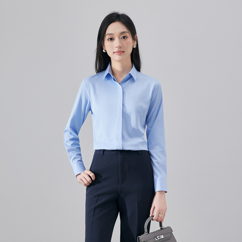 Professional formal attire with a base shirt for women in the autumn of 2025, a new slim fit and versatile long sleeved shirt with a slimming and slimming temperament Professional formal attire with a base shirt for women in the autumn of 2025, a new slim fit and versatile long sleeved shirt with a slimming and slimming temperament