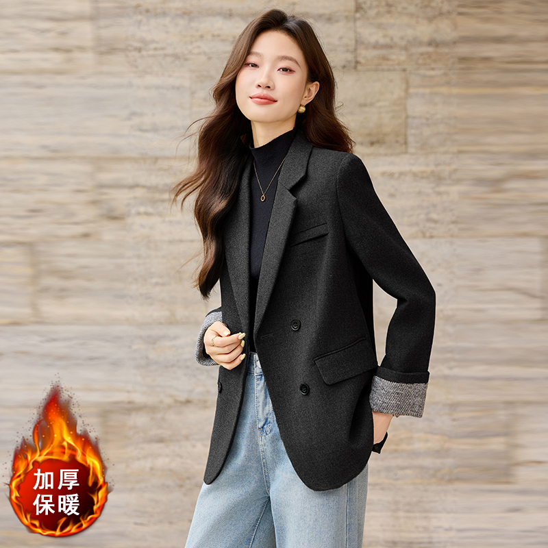 Cotton warm suit jacket for women in winter 2025, new casual versatile OL commuting versatile long sleeved professional suit Cotton warm suit jacket for women in winter 2025, new casual versatile OL commuting versatile long sleeved professional suit