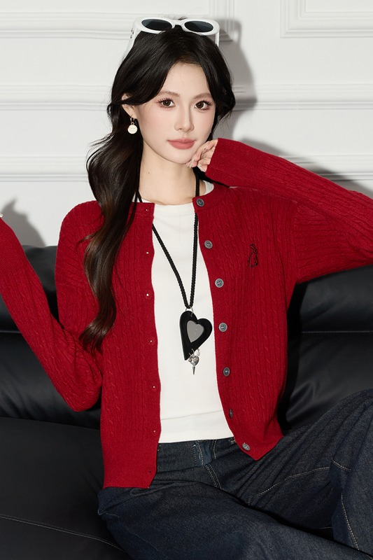 2025 slim fit single breasted sweater for women's autumn and winter new design sense, niche temperament, casual versatile long sleeved top 2025 slim fit single breasted sweater for women's autumn and winter new design sense, niche temperament, casual versatile long sleeved top