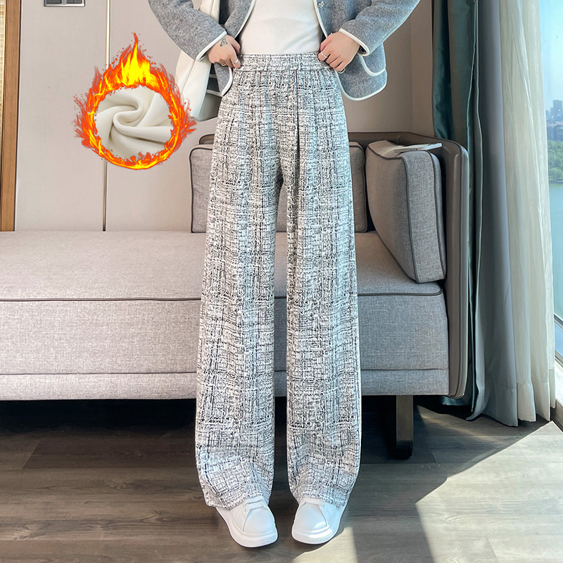 2025 Velvet Thickened Warm Wide Leg Pants for Women in Autumn and Winter, Fashionable, Simple, Elegant, Casual, Versatile, Commuting, Elastic Pants 2025 Velvet Thickened Warm Wide Leg Pants for Women in Autumn and Winter, Fashionable, Simple, Elegant, Casual, Versatile, Commuting, Elastic Pants