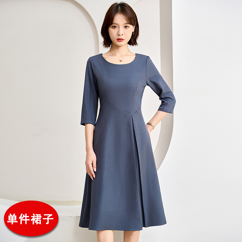Temperament round neck A-line dress for women 2025 autumn harvest, waist slimming, temperament goddess style commuting versatile mid sleeved dress Temperament round neck A-line dress for women 2025 autumn harvest, waist slimming, temperament goddess style commuting versatile mid sleeved dress