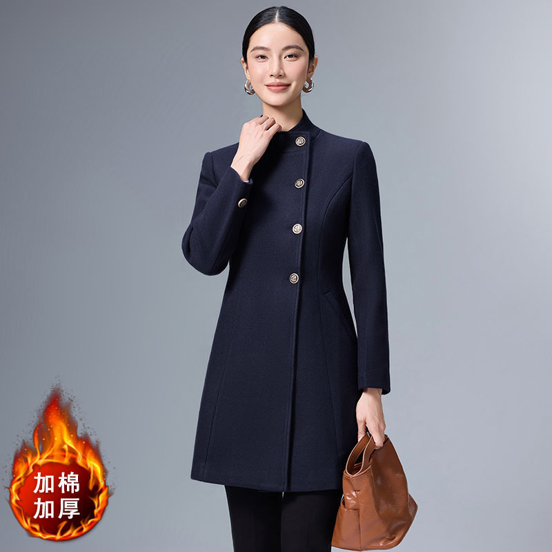 Cotton thickened woolen coat for women's winter clothing, new simple and capable style, slim fit and slimming professional work clothes jacket Cotton thickened woolen coat for women's winter clothing, new simple and capable style, slim fit and slimming professional work clothes jacket