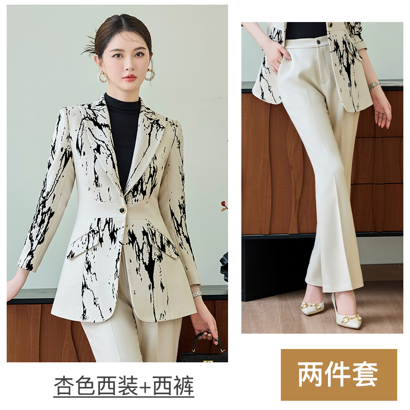 Chinese style printed suit set for women 2025 early autumn new slim fit one button commuting formal work clothes Chinese style printed suit set for women 2025 early autumn new slim fit one button commuting formal work clothes