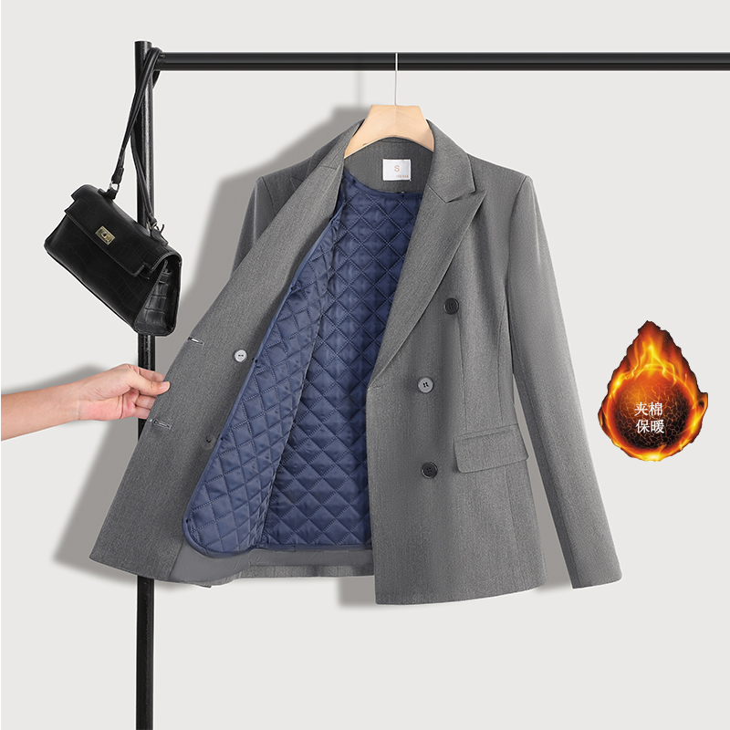 Detachable cotton padded warm suit set for women's 2025 autumn and winter, simple and capable commuting professional work clothes Detachable cotton padded warm suit set for women's 2025 autumn and winter, simple and capable commuting professional work clothes