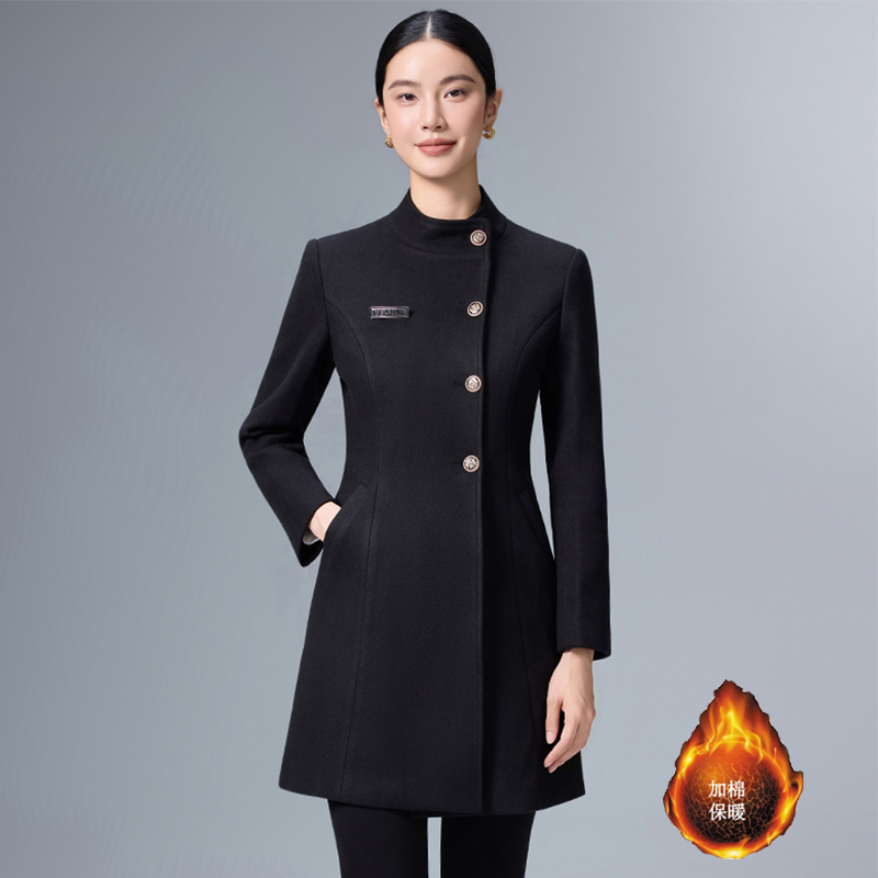 Cotton thickened woolen coat for women's winter clothing, new simple and capable style, slim fit and slimming professional work clothes jacket Cotton thickened woolen coat for women's winter clothing, new simple and capable style, slim fit and slimming professional work clothes jacket