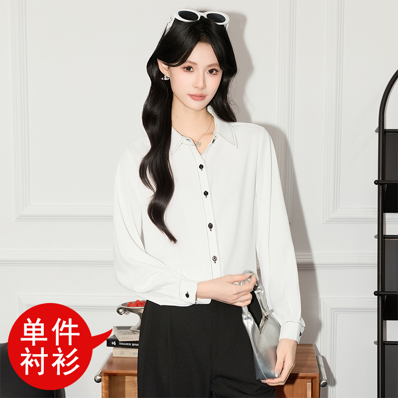 2025 New Blue Shirt, Small Shirt, Women's Design, niche temperament, casual commuting, versatile long sleeved shirt, autumn 2025 New Blue Shirt, Small Shirt, Women's Design, niche temperament, casual commuting, versatile long sleeved shirt, autumn