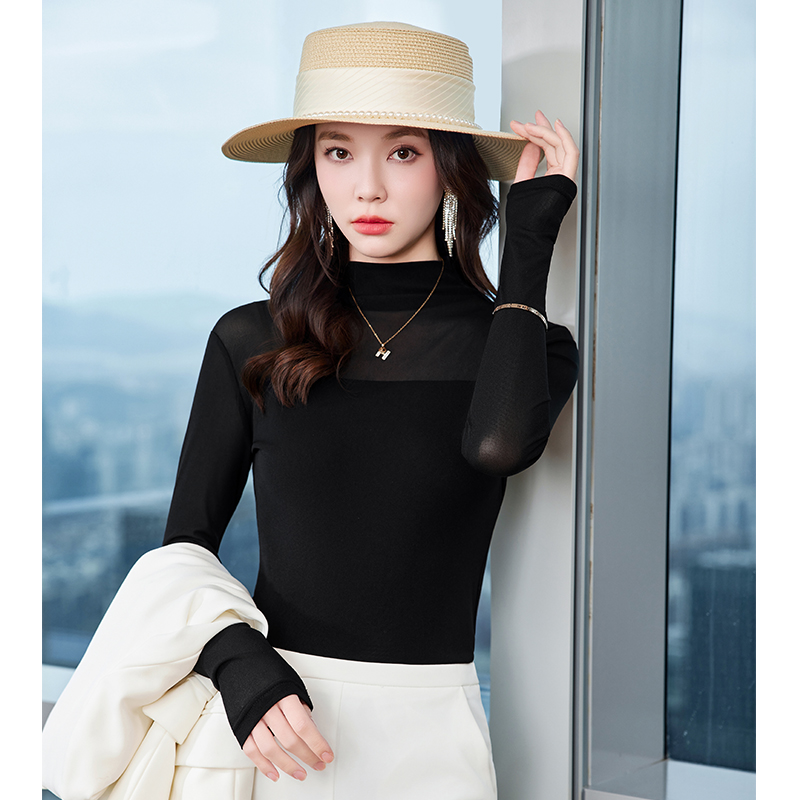 Slimming and slimming inner layer bottom shirt for women in the autumn of 2025, new design with a niche temperament, casual high neck top Slimming and slimming inner layer bottom shirt for women in the autumn of 2025, new design with a niche temperament, casual high neck top