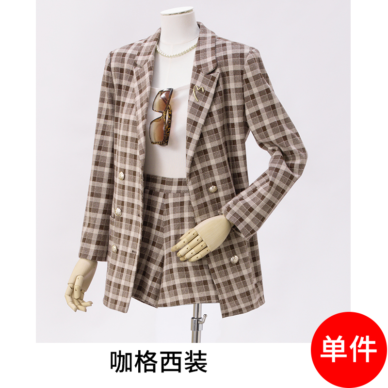 Commuting retro temperament plaid suit for women 2025 early autumn new design sense niche fashion long sleeved suit Commuting retro temperament plaid suit for women 2025 early autumn new design sense niche fashion long sleeved suit