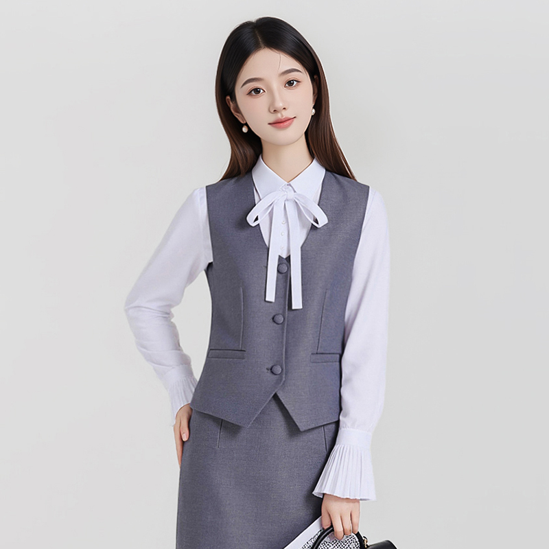 Temperament Single breasted Grey Vest Set for Women 2025 Early Autumn New Slim and Skinny Goddess Style Formal Work Clothes