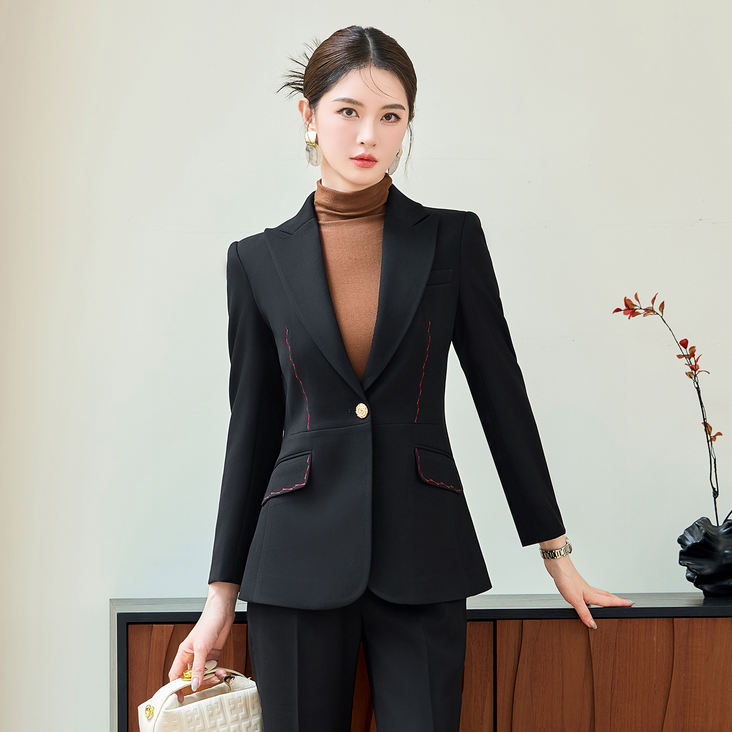 High end professional workwear, suit jacket, women's autumn new style, simple and capable temperament, commuting formal two-piece set High end professional workwear, suit jacket, women's autumn new style, simple and capable temperament, commuting formal two-piece set