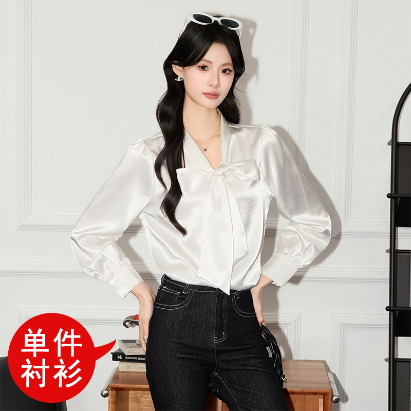 Design inspired Western style lace up shirt for women in autumn 2025, new casual and versatile OL fashionable and simple temperament shirt Design inspired Western style lace up shirt for women in autumn 2025, new casual and versatile OL fashionable and simple temperament shirt