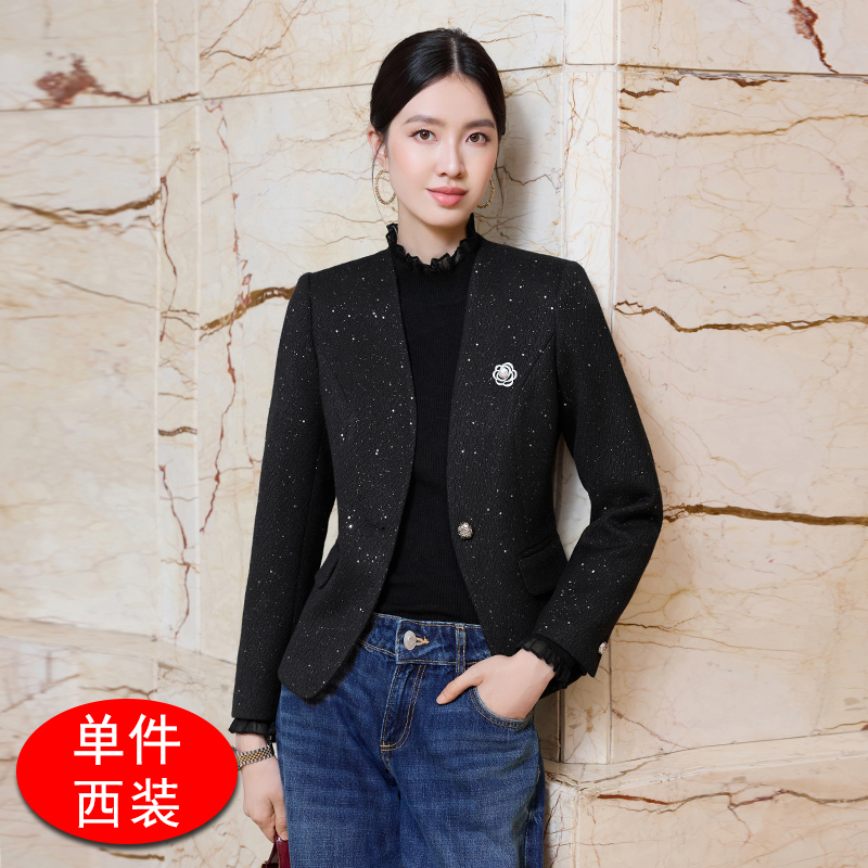 Small stature, collarless suit jacket, women's 2025 early autumn new design, niche commuting versatile small suit Small stature, collarless suit jacket, women's 2025 early autumn new design, niche commuting versatile small suit