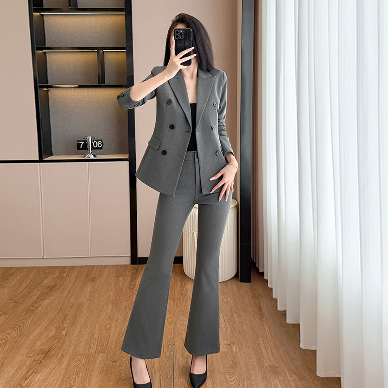 2025 high-end double breasted suit set for women's autumn new style, simple and capable temperament, goddess style commuting work clothes 2025 high-end double breasted suit set for women's autumn new style, simple and capable temperament, goddess style commuting work clothes