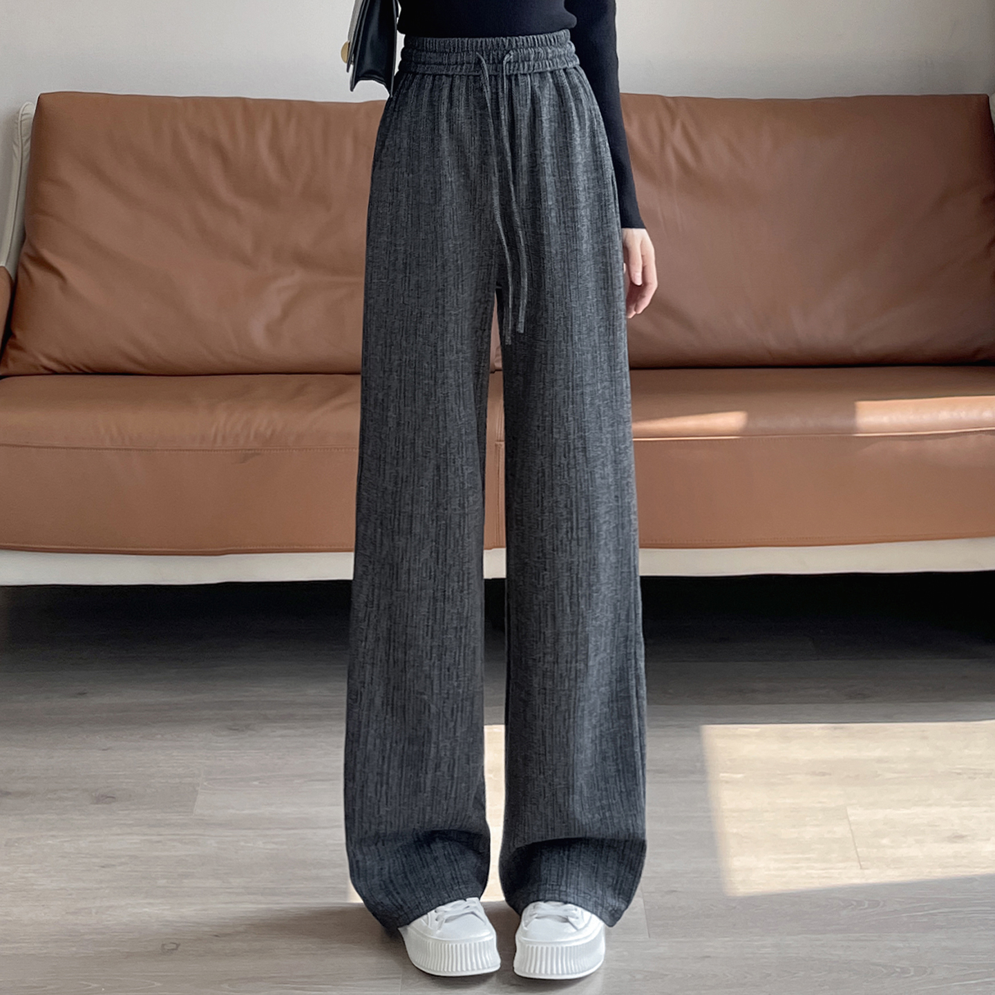 2025 fashionable and simple temperament wide leg pants for women's autumn new design sense, niche casual versatile elastic pants 2025 fashionable and simple temperament wide leg pants for women's autumn new design sense, niche casual versatile elastic pants