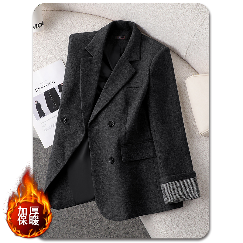Cotton warm suit jacket for women in winter 2025, new casual versatile OL commuting versatile long sleeved professional suit Cotton warm suit jacket for women in winter 2025, new casual versatile OL commuting versatile long sleeved professional suit
